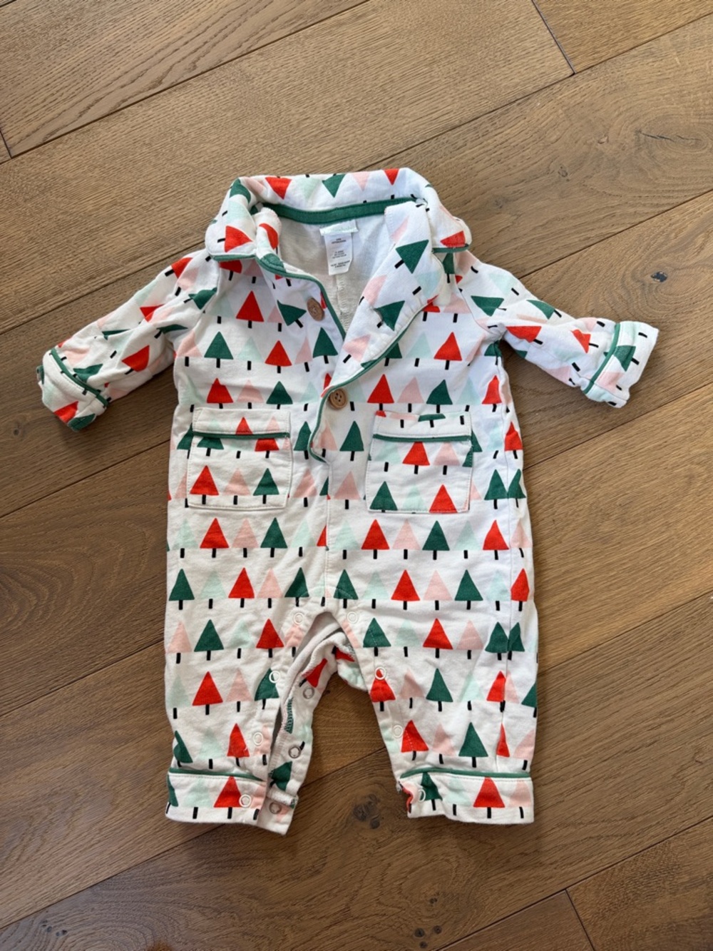 Holiday Tree Print Baby One-Piece Bodysuit - Green & Red